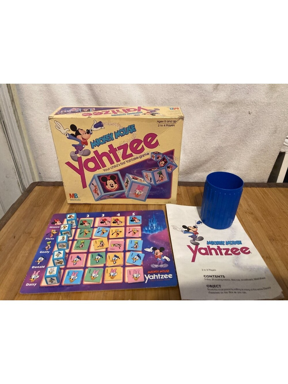 Milton Bradley Mickey Mouse Yahtzee board game Disney and Friends yellow blue